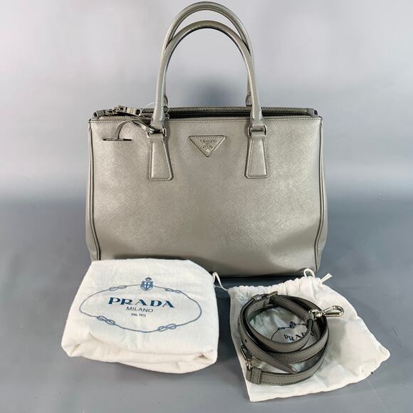 PRADA Galleria Grey Saffiano Leather Top Handles Handbag - Picture 6 of 14